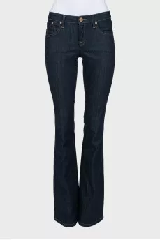 Blue low rise flared jeans