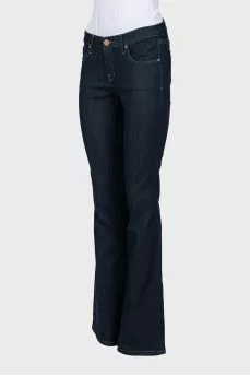 Blue low rise flared jeans