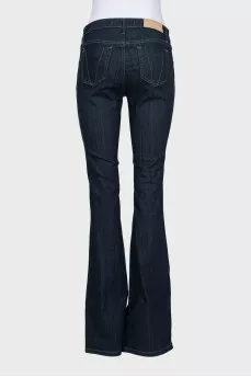 Blue low rise flared jeans