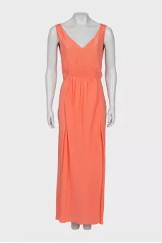 Fitted maxi dress in orange