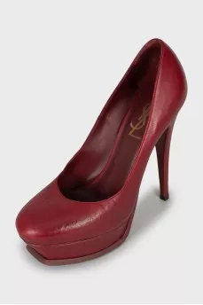 Leather platform heeled shoes