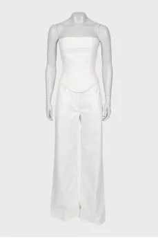 Silk top and jeans suit with Tag