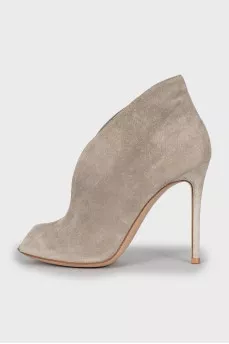 Grey open top ankle boots