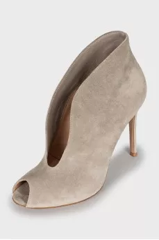 Grey open top ankle boots
