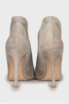 Grey open top ankle boots