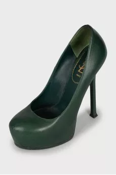 Green leather shoes