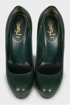 Green leather shoes
