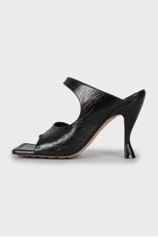 Leather square toe mules
