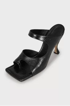 Leather square toe mules