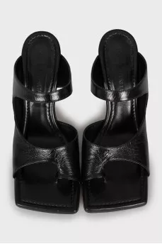 Leather square toe mules