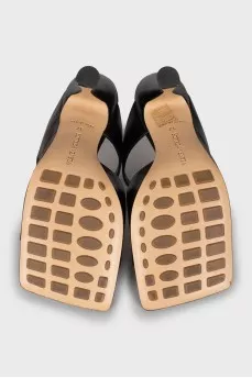 Leather square toe mules