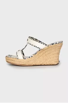 Leather wedge sandals