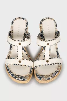 Leather wedge sandals