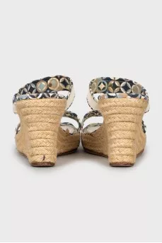 Leather wedge sandals