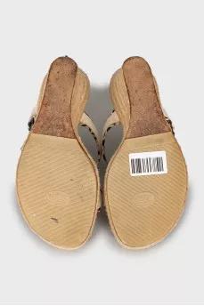 Leather wedge sandals