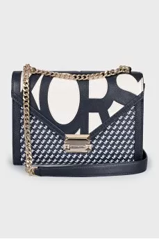 Leather bag on chain with signature print