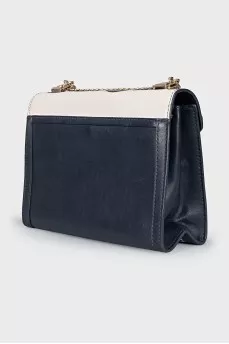 Leather bag on chain with signature print