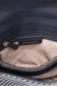 Leather bag on chain with signature print