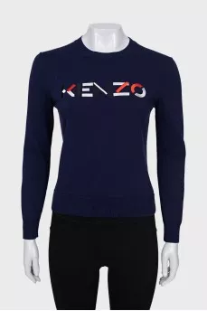 Blue sweatshirt with embroidered logo