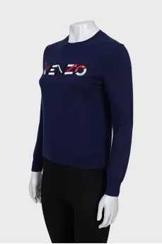 Blue sweatshirt with embroidered logo