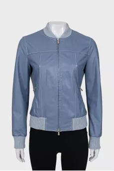 Blue leather jacket