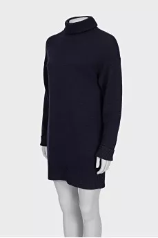 Wool dress with high collar