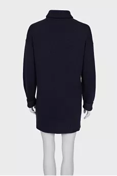 Wool dress with high collar