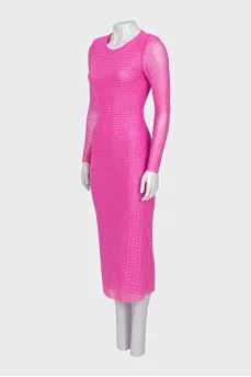 Long sleeve dress decorated with rhinestones