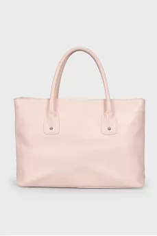 Leather tote bag without fastener