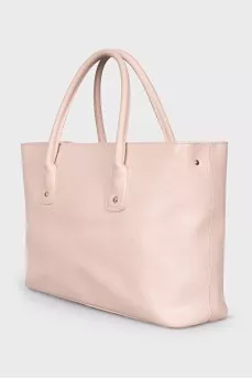 Leather tote bag without fastener