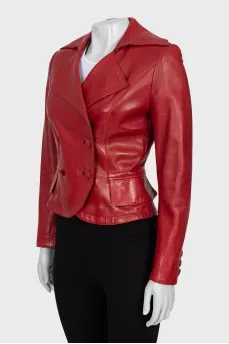 Leather double-breasted jacket