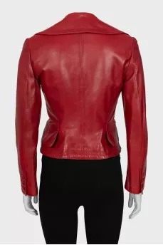 Leather double-breasted jacket