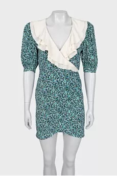 Printed dress with white collar