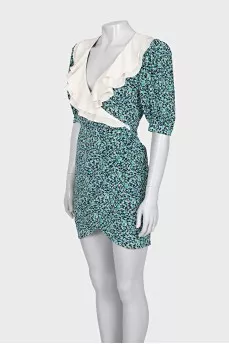 Printed dress with white collar