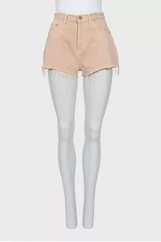 Beige button-up shorts