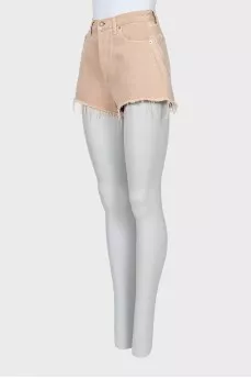 Beige button-up shorts