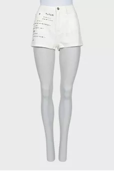 White denim shorts with rhinestones