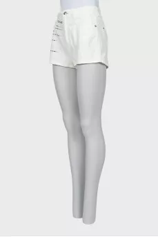 White denim shorts with rhinestones