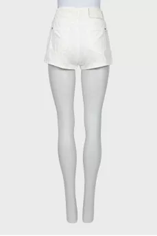 White denim shorts with rhinestones