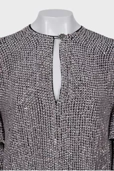 Blouse decorated with silver sequins