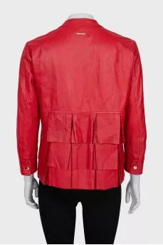 Leather jacket with frills