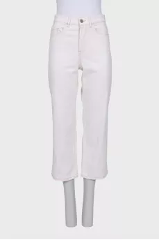 Cropped White Button Down Jeans