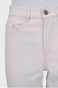 Cropped White Button Down Jeans