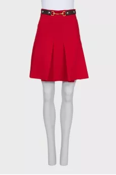 Red skirt with imitation belt