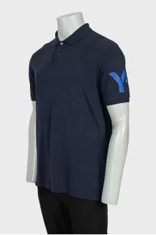 Men's blue polo shirt with brand logo