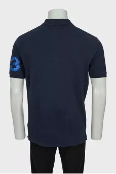 Men's blue polo shirt with brand logo