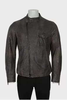 Men's jacket with imitation crocodile skin