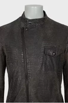 Men's jacket with imitation crocodile skin