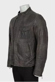 Men's jacket with imitation crocodile skin