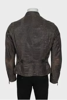 Men's jacket with imitation crocodile skin